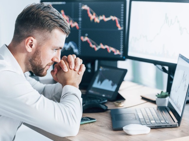 Mann Analyse Wirtschaft Handel Börse Chart