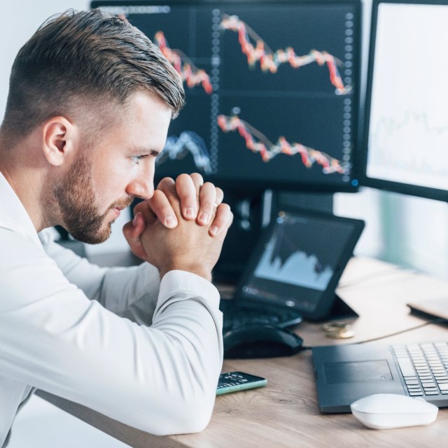 Mann Analyse Wirtschaft Handel Börse Chart