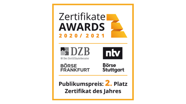 Zertifikate Awards 2. Platz Zertifikat des Jahres 2020/2021