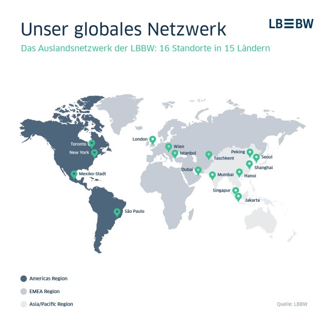 LBBW - Unser globales Netzwerk - Weltkarte