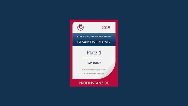 Auszeichnung: Das Stiftungsmanagement der zur LBBW zählenden BW-Bank erreicht den 1. Platz