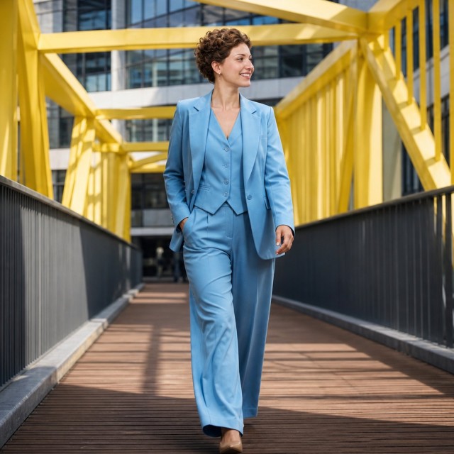 Katharina von W&uuml;rttemberg auf der Br&uuml;cke zum LBBW-Hauptsitz in Stuttgart