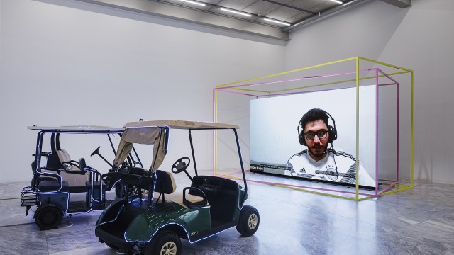 Hito Steyerl: Mechanical Kurds, 2025. video installation, exhibition view MAK