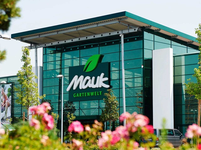 Aussenansicht des Mauk Gartenwelt Gebäudes