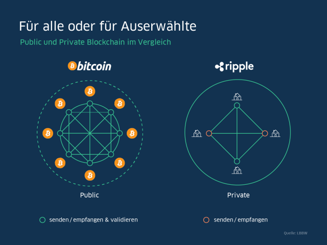 Struktureller Vergleich von Blockchain-Typen: Public und Private Blockchain