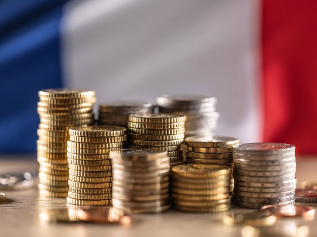 Frankreich Flage und M&uuml;nzen