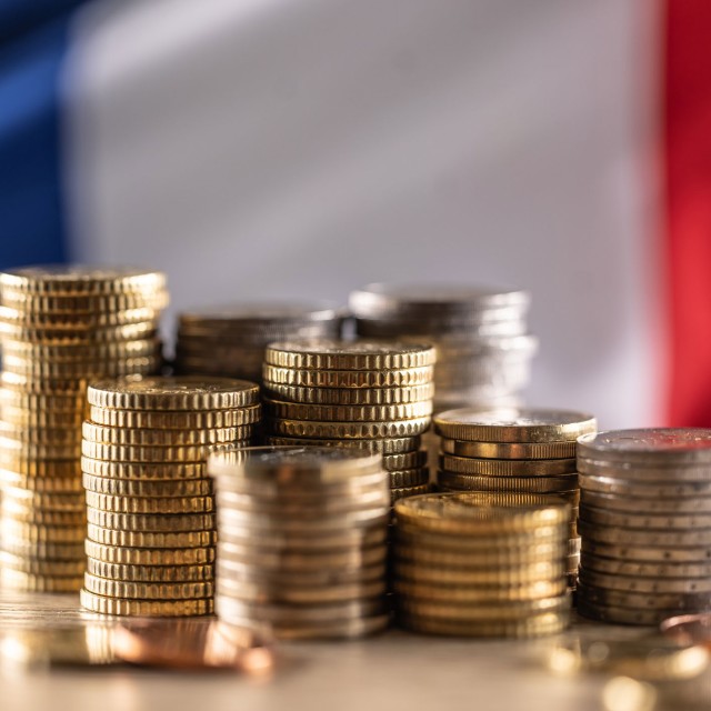 Frankreich Flage und M&uuml;nzen