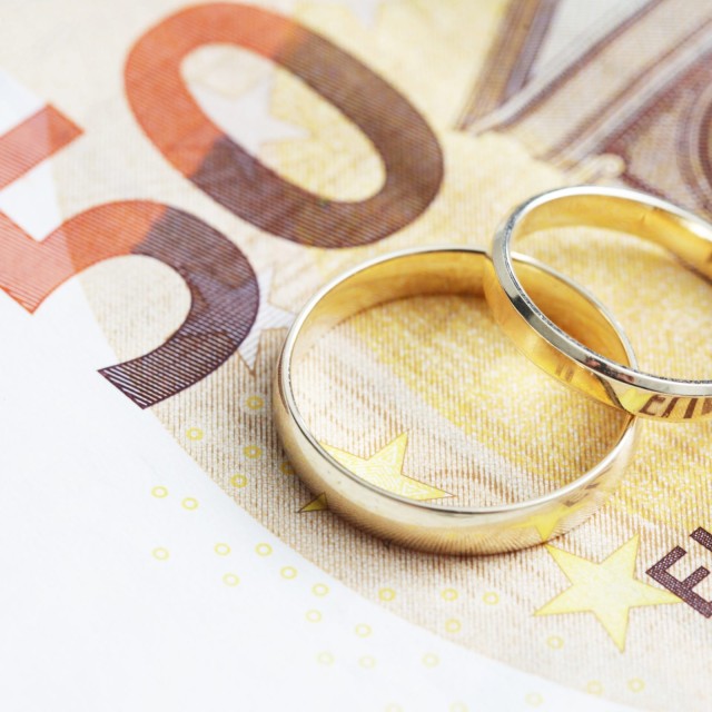 Eheringe auf Geldschein Euro