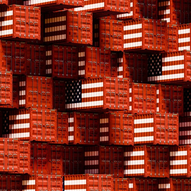 USA Flagge Container Handel