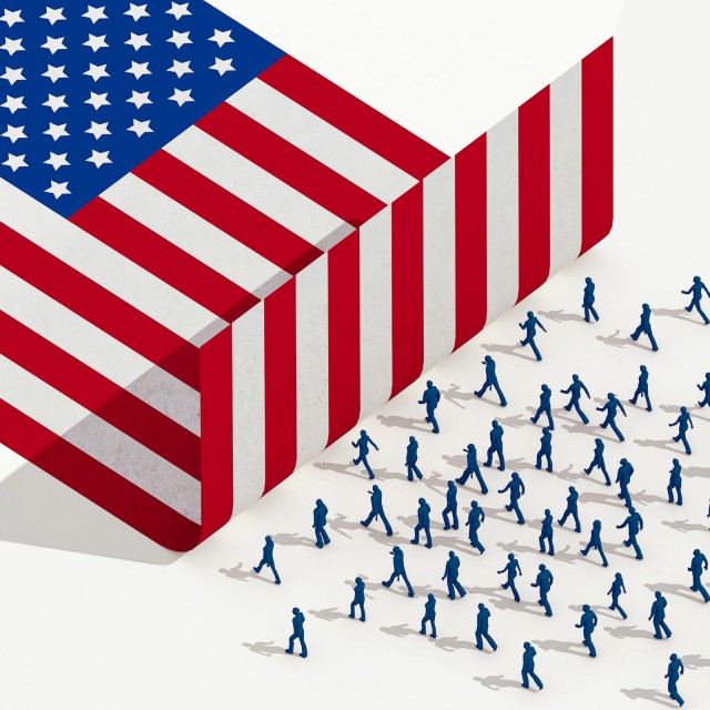 USA Flagge Mauer EInwanderung Tourismus