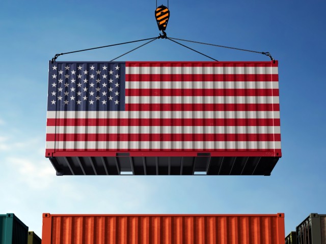 USA Wirtschaft Flagge Container Handel