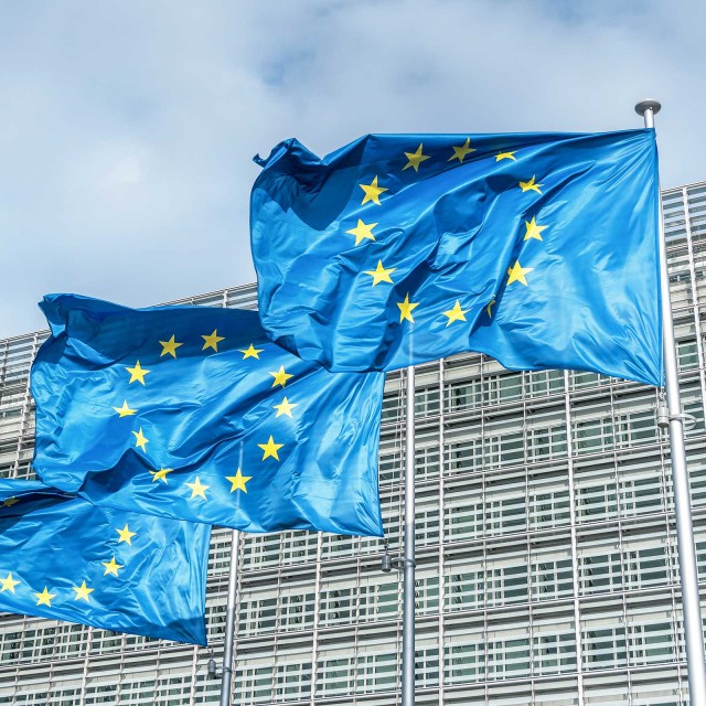 Three European flags